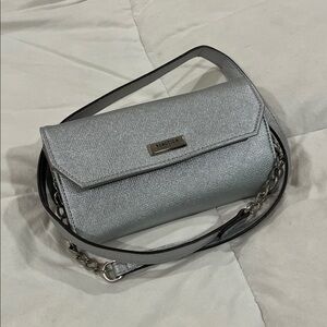 Kenneth Cole Reaction Metallic Silver Saffiano Crossbody Clutch